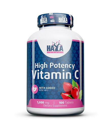 Haya Labs High Potency Vitamin C  with Rose Hips 100 tab. (Vitaminas C su paprastuoju erškėčiu)