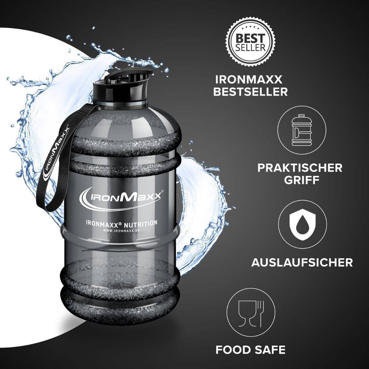 IronMaxx Water Gallon 2200 ml. (pilka permatoma)