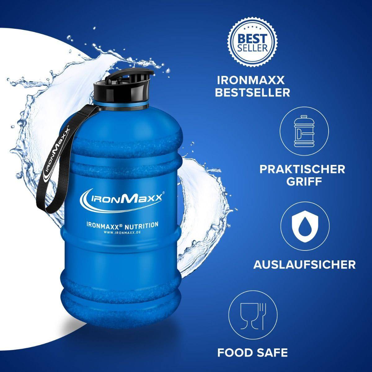 IronMaxx Water Gallon 2200 ml. (Mėlyna matinė)