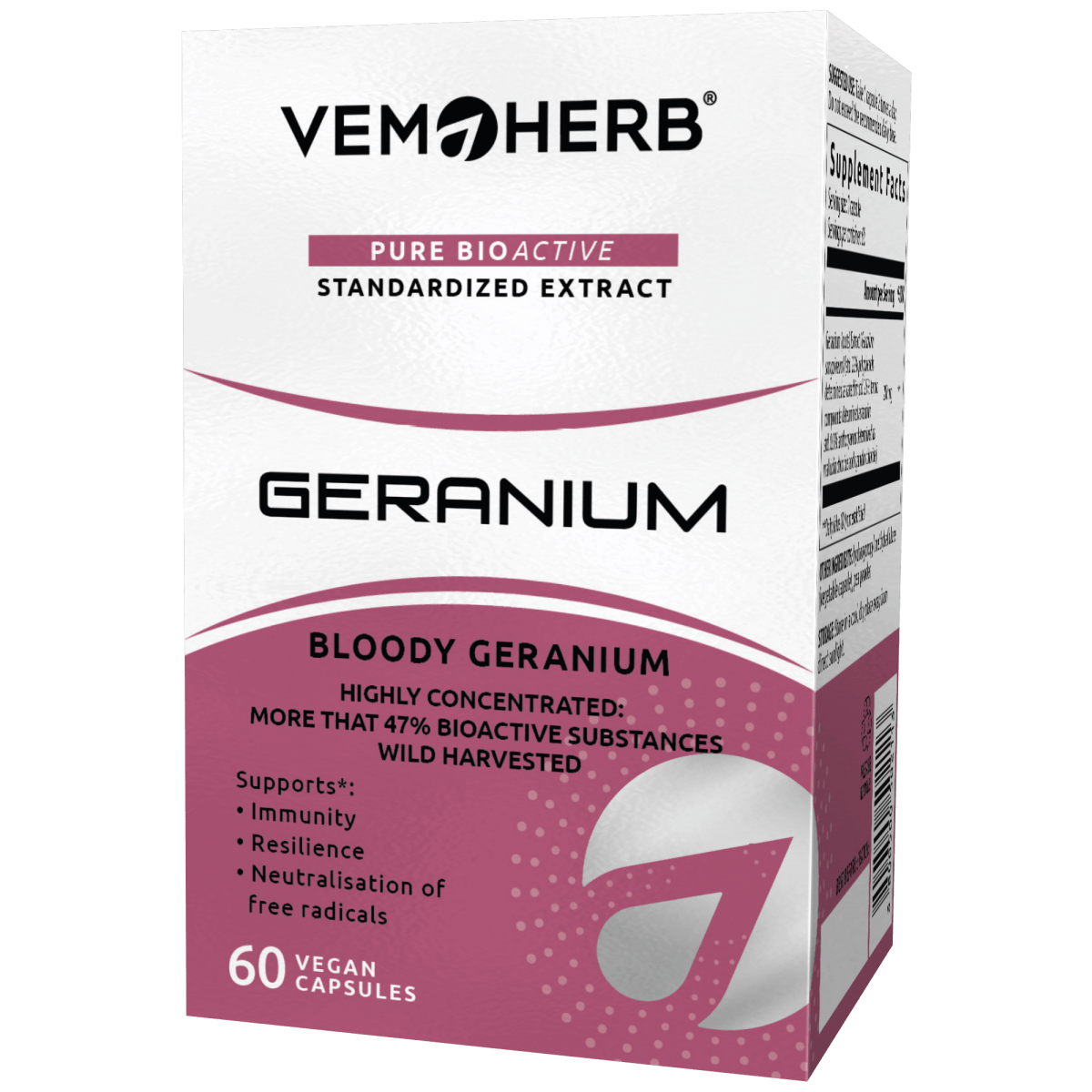 VemoHerb Geranium (Raudonžiedžio snapučio (šaknų) ekstraktas) 60 kaps.