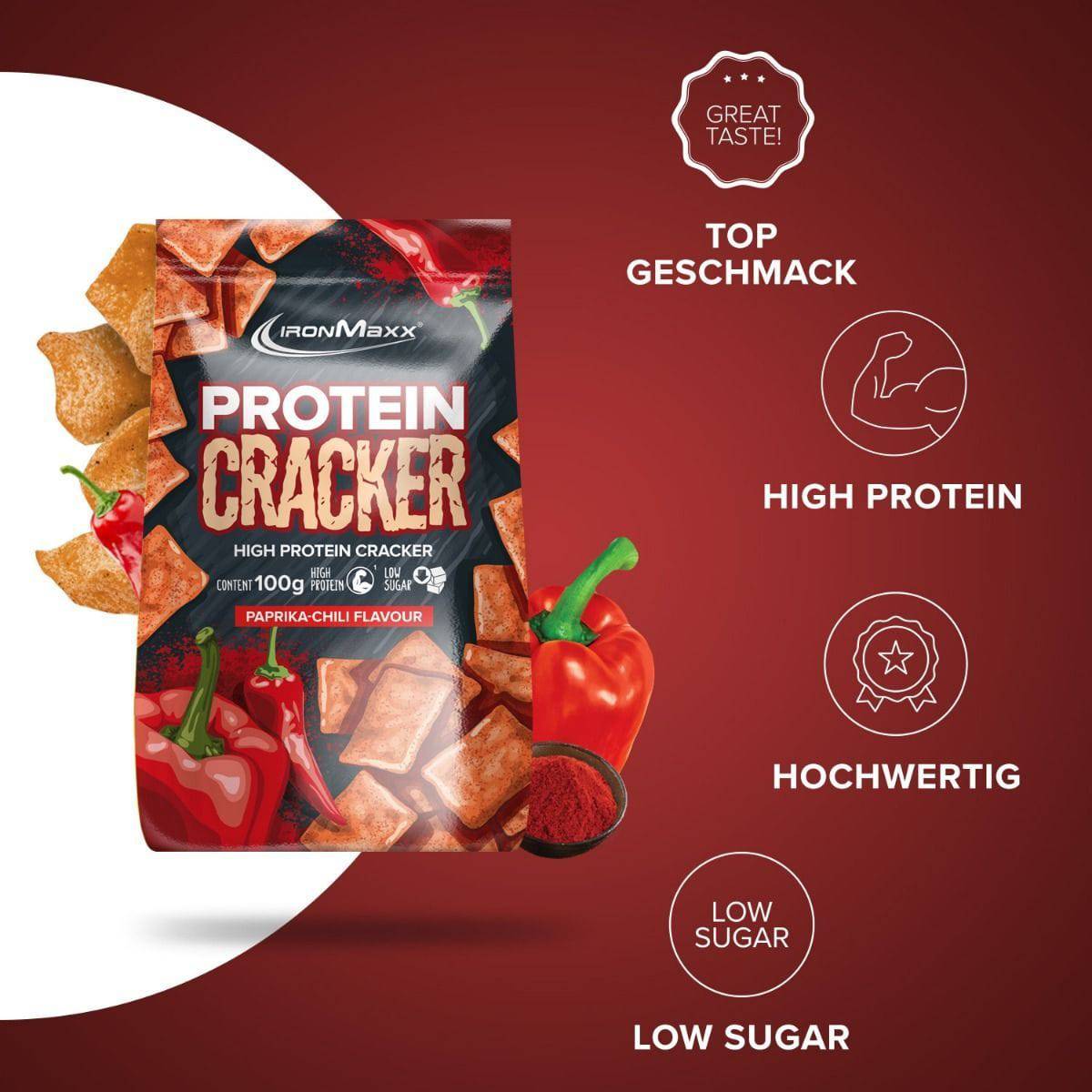 IronMaxx Protein Cracker 100 g. (krekeriai) paprika-chili