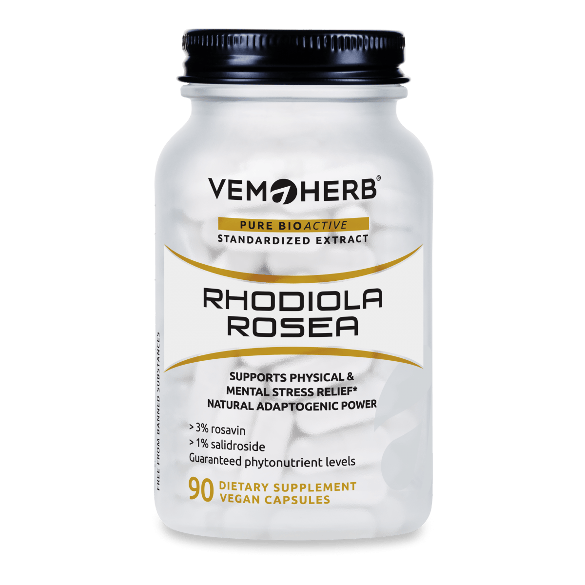 VemoHerb Rhodiola Rosea (Rausvosios rodiolės ekstraktas) 90 kaps.