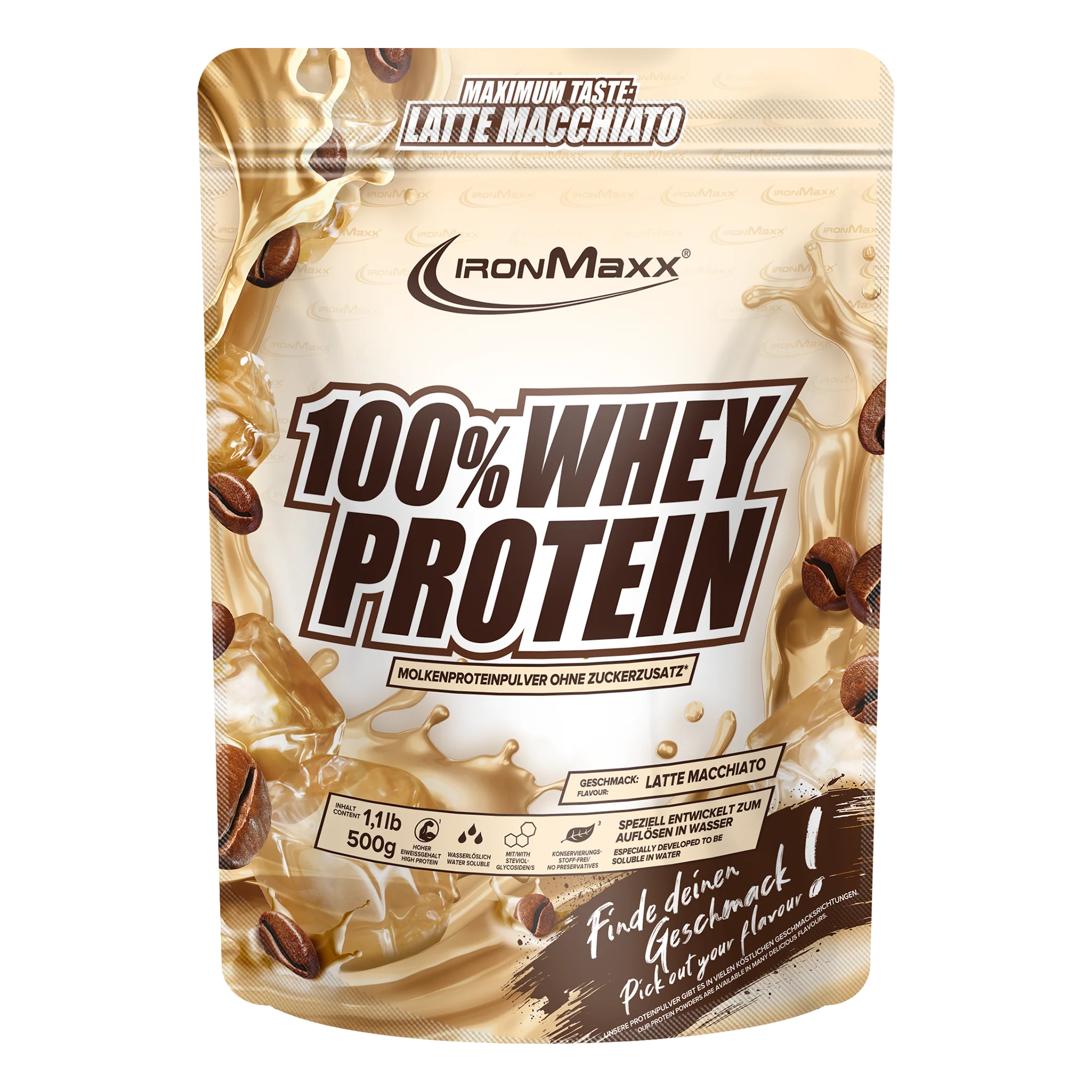 IronMaxx 100% Whey Protein 500 g. (Galioja iki: 2025.05.31)