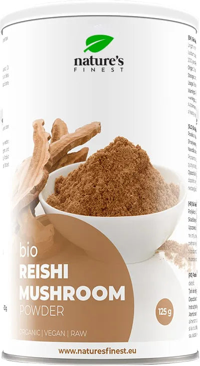 Nature&#39;s Finest tikrinių blizgučių (reishi grybų) milteliai, ekologiški 125 g.
