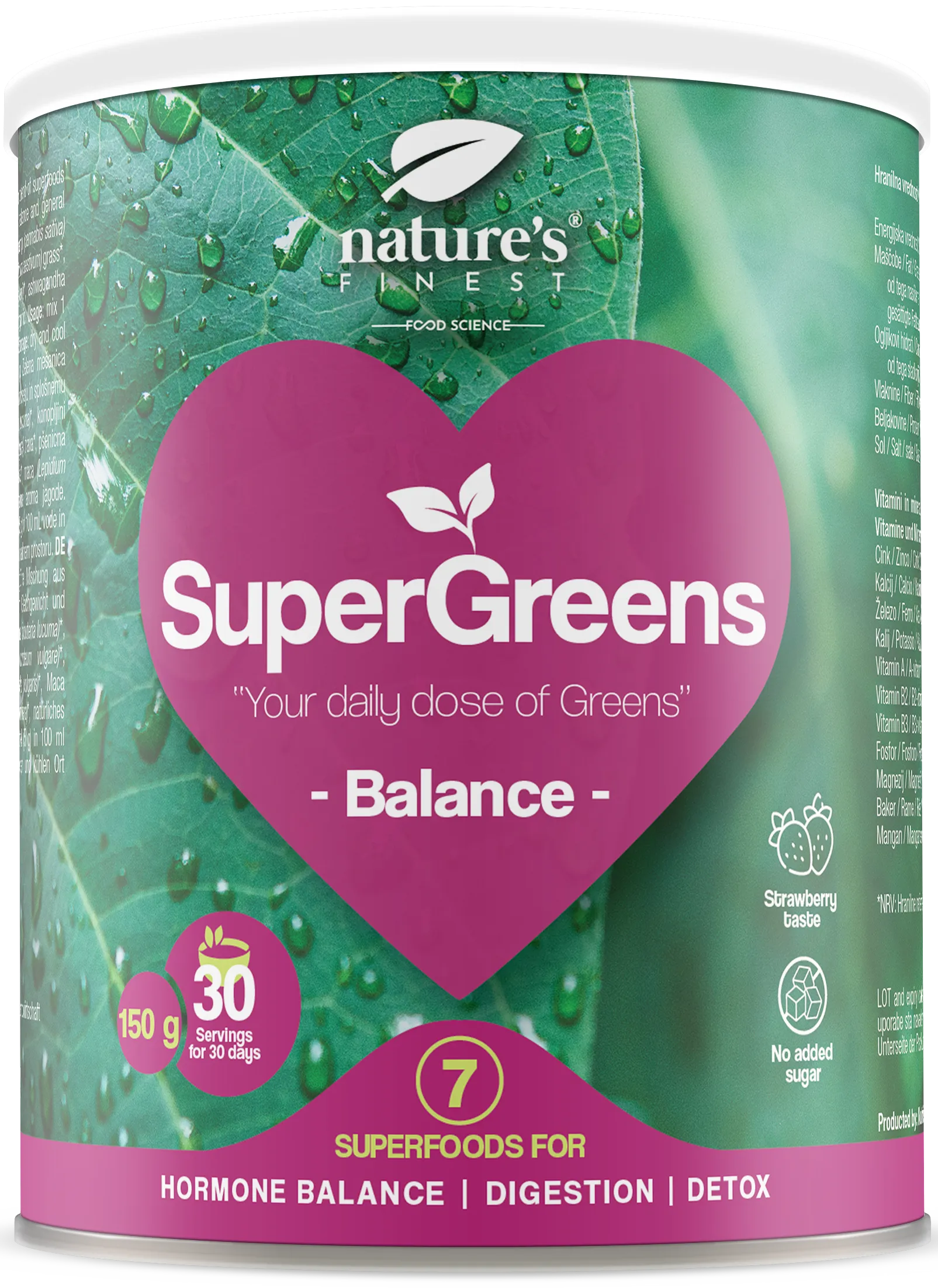 Nature&#39;s Finest supermaisto mišinys balansui „SuperGreens BALANCE“, ekologiškas 150 g.